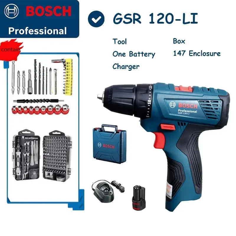 Bosch GSR 120-LI Perceuse Sans Fil 12V - Puissante pour Travaux Métal et Bois - Manuzen