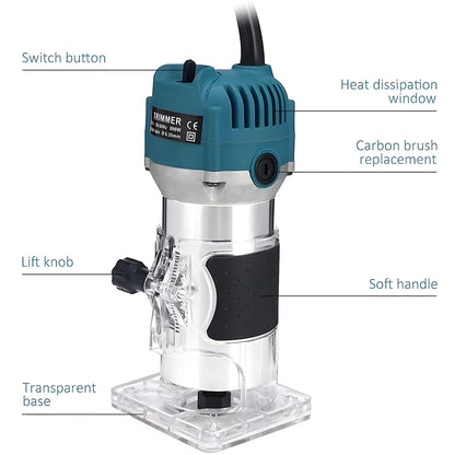 Routeur Bois 800W 30000 Rpm Tournage Fraisage Gravure Menuiserie