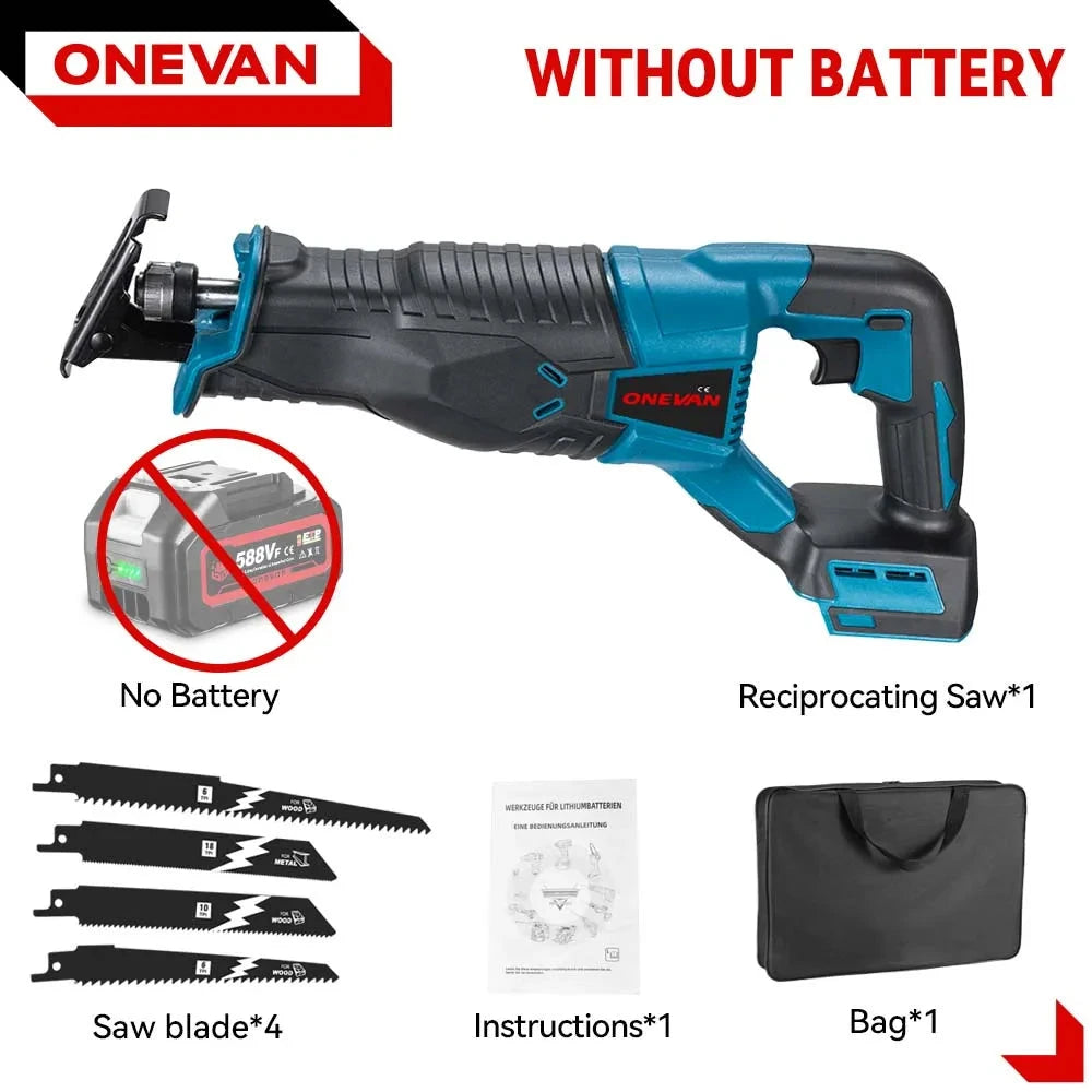 ONEVAN Scie Sabre Sans Fil 3000W 10000SPM Coupe Rapide Compatible Makita 18V Sans batterie Royaume Uni