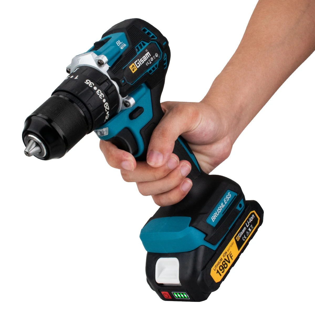 GISAM Perceuse Visseuse À Percussion Brushless 65 Nm 13 Mm Compatible Makita 18V
