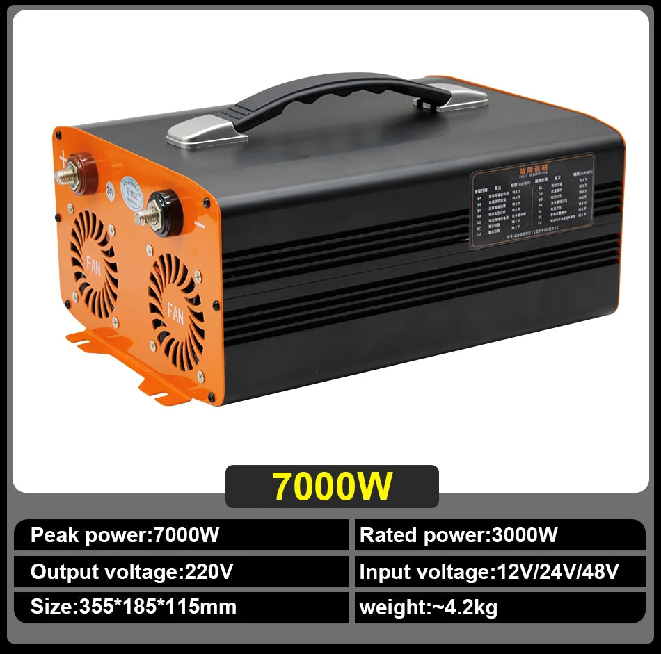 Onduleur Sinusoïdal Pur 4000W 5000W 7000W 9000W 12V 24V DC Vers 220V