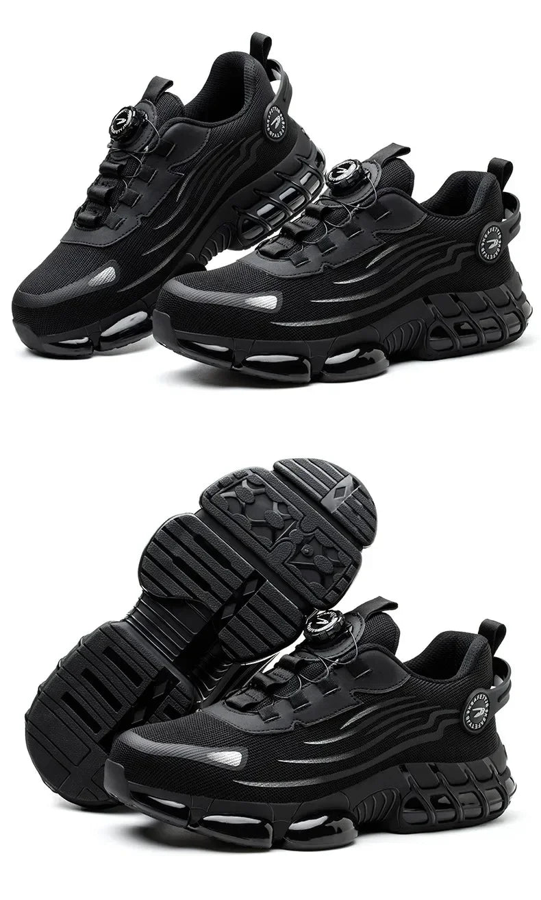 Chaussures De Sécurité À Bouton Rotatif Unisexe Embout Acier 37-48