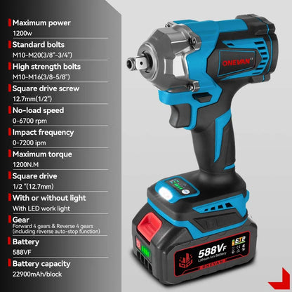 ONEVAN Clé À Chocs Brushless 1200 Nm Compatible Makita 18V Carré 1 2 1200 nm 1200w 18v 6800 rpm 7200 ipm _Hi_chtgptapp_optimised_this_description-generator _Hi_chtgptapp_optimised_this_seo-meta-description _Hi_chtgptapp_optimised_this_seo-meta-title _Hi_chtgptapp_optimised_this_tags-generator _Hi_chtgptapp_optimised_this_title-generator batterie incluse bricolage brushless carré 1 2 clé à chocs clé électrique compatible makita couple élevé desserrage sans fil serrage