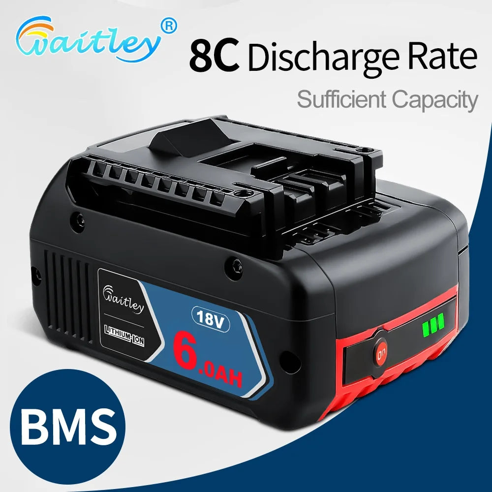 Batterie Waitley 6000mAh 18V Longue Autonomie Pour Bosch BAT609 Outils