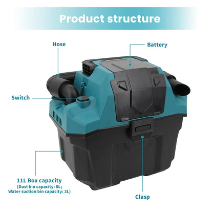 Aspirateur eau et poussière sans fil 18 V – format cuve