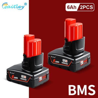 Batterie Li-Ion M12 Milwaukee 6Ah et 9Ah 12V Pour Outils M12 Autonomie Prolongée 2 batteries 6Ah France