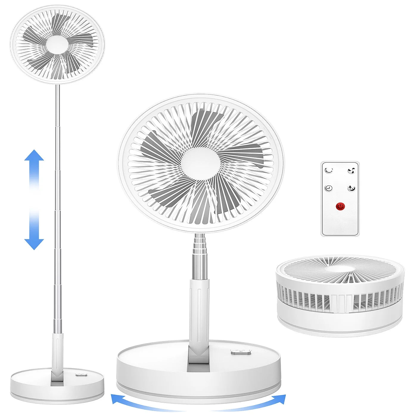 Ventilateur De Bureau Sans Fil Pliable Télécommandé USB Rechargeable