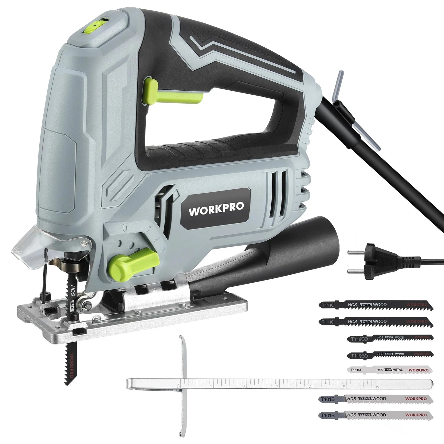 WORKPRO Scie Sauteuse Filaire 850W Coupe Précise Vitesse Variable Bois Métal Plastique 600W US