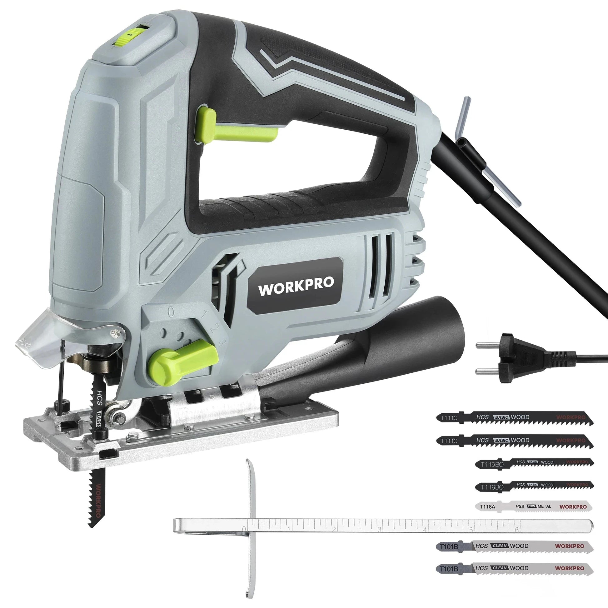 WORKPRO Scie Sauteuse Filaire 850W Coupe Précise Vitesse Variable Bois Métal Plastique 600W US
