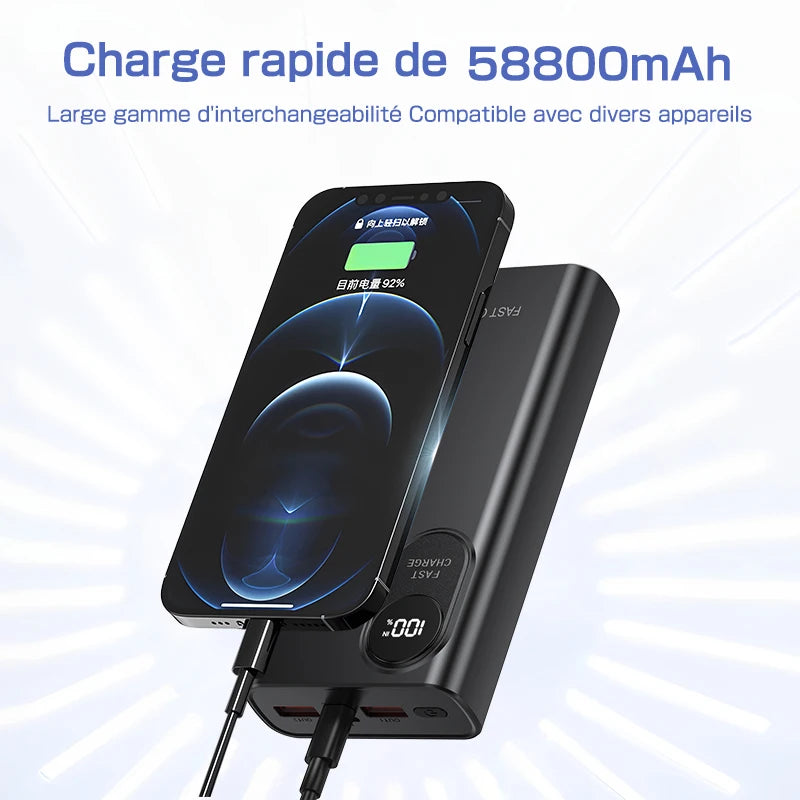 Batterie Externe 58800mAh Charge Rapide Pour 3 Appareils Voyage