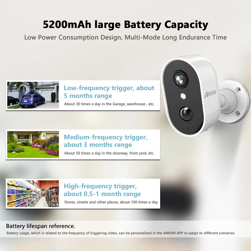 Caméra extérieure sur batterie 3 MP – Wi-Fi 2,4 GHz, IP66