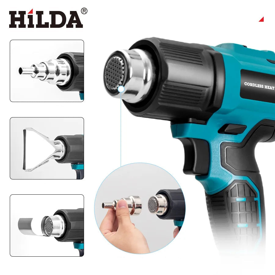 HILDA Pistolet À Air Chaud Sans Fil Chauffe Rapide Compatible Makita 21v _Hi_chtgptapp_optimised_this_description-generator _Hi_chtgptapp_optimised_this_seo-meta-description _Hi_chtgptapp_optimised_this_seo-meta-title _Hi_chtgptapp_optimised_this_tags-generator _Hi_chtgptapp_optimised_this_title-generator batterie bricolage chauffe rapide compatible makita décapage peinture décapeur thermique gaine thermo hilda métal pistolet air chaud pvc sans fil soudure plastique usage professionnel
