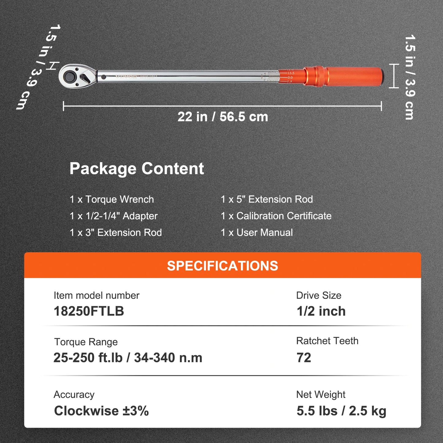VEVOR Clé Dynamométrique 1 2 Pouce 34 340 Nm Serrage Précis Cliquet Réversible 56.5cm 25-250ft.lb 1 2 pouce 34 340 nm _Hi_chtgptapp_optimised_this_description-generator _Hi_chtgptapp_optimised_this_seo-meta-description _Hi_chtgptapp_optimised_this_seo-meta-title _Hi_chtgptapp_optimised_this_tags-generator _Hi_chtgptapp_optimised_this_title-generator cliquet réversible clé dynamométrique couple élevé douilles 1 2 plage couple réglage couple serrage contrôlé serrage précis vevor