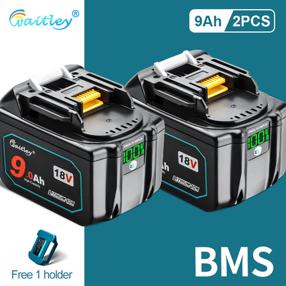 Batterie Waitley 18V Pour Makita Capacité 5/6/9Ah Remplacement Rechargeable 2 PCS 9Ah France