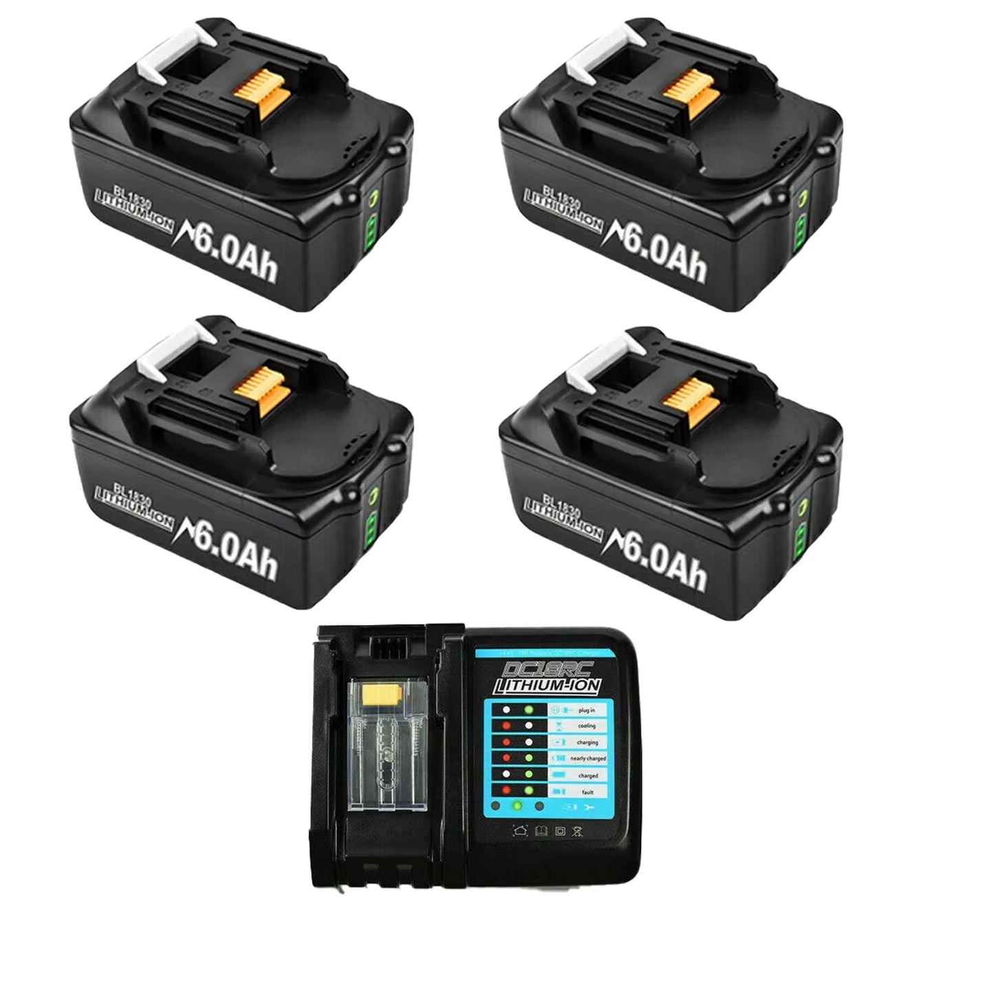 Batterie compatible Makita 18V 6000mAh Liion Rechargeable 4 batteries 1 chargeur France