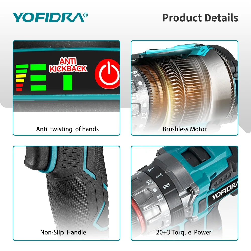 Yofidra Perceuse Visseuse À Percussion 700 Nm Brushless 18V Compatible Makita 13 mm 18v 3000 rpm 700 nm _Hi_chtgptapp_optimised_this_description-generator _Hi_chtgptapp_optimised_this_seo-meta-description _Hi_chtgptapp_optimised_this_seo-meta-title _Hi_chtgptapp_optimised_this_tags-generator _Hi_chtgptapp_optimised_this_title-generator batterie incluse bois bricolage brushless compatible makita couple élevé perceuse visseuse percussion perçage sans fil vissage yofidra
