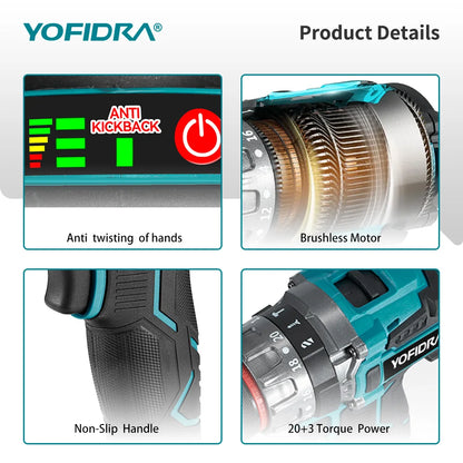 Yofidra Perceuse Visseuse À Percussion 700 Nm Brushless 18V Compatible Makita 13 mm 18v 3000 rpm 700 nm _Hi_chtgptapp_optimised_this_description-generator _Hi_chtgptapp_optimised_this_seo-meta-description _Hi_chtgptapp_optimised_this_seo-meta-title _Hi_chtgptapp_optimised_this_tags-generator _Hi_chtgptapp_optimised_this_title-generator batterie incluse bois bricolage brushless compatible makita couple élevé perceuse visseuse percussion perçage sans fil vissage yofidra
