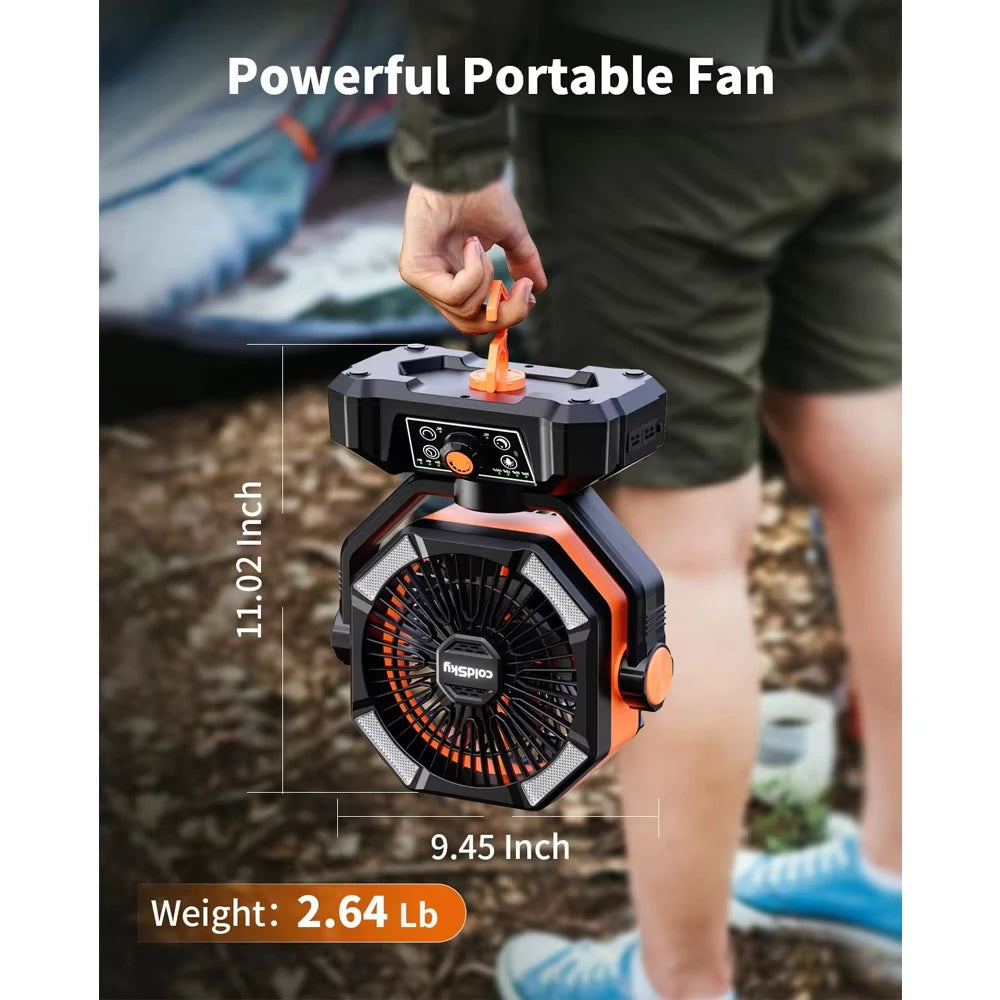 Ventilateur Camping Portable Avec Lanternes LED Et Batterie 20000mAh
