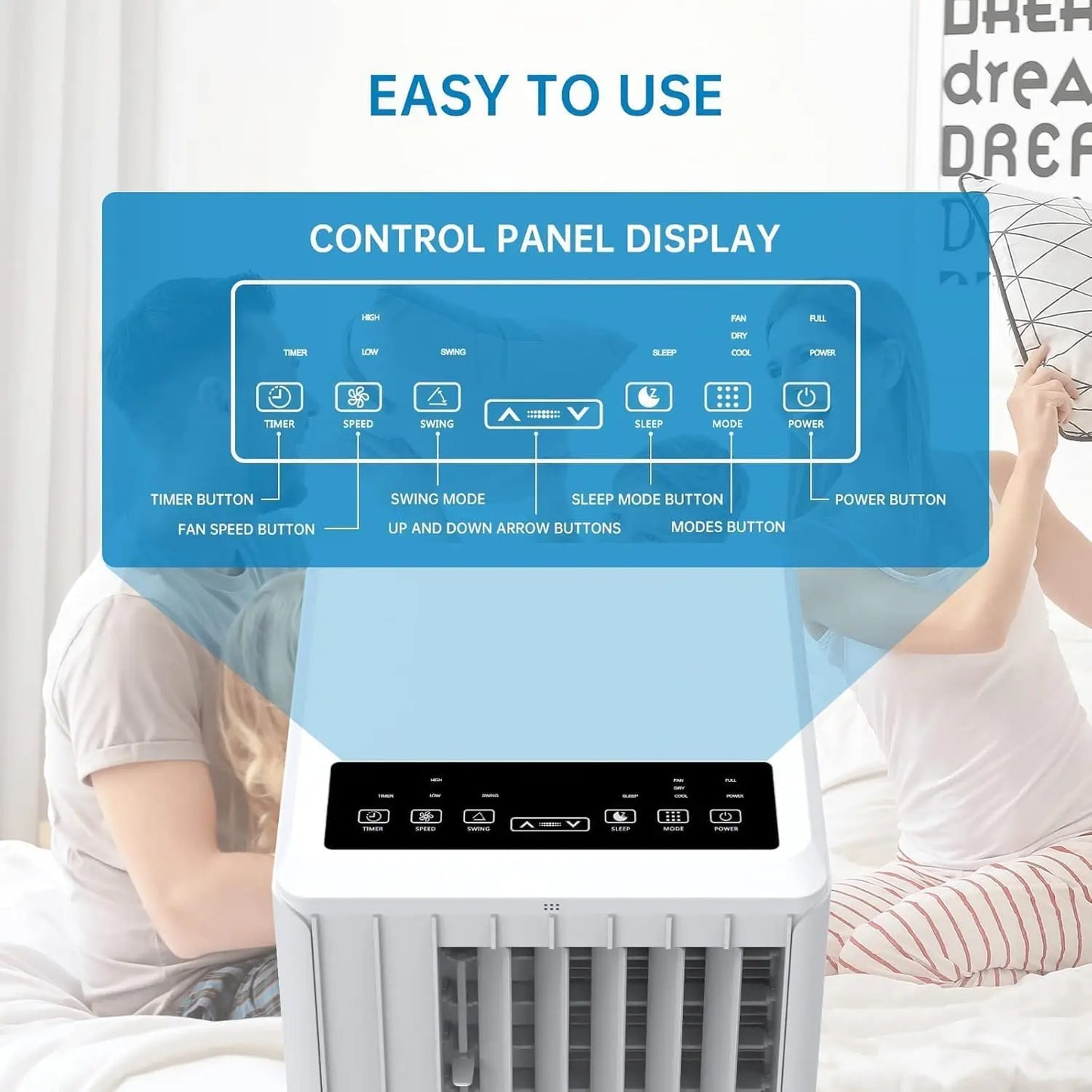 Climatiseur Portable 7000 BTU 3 En 1 Déshumidification Télécommande