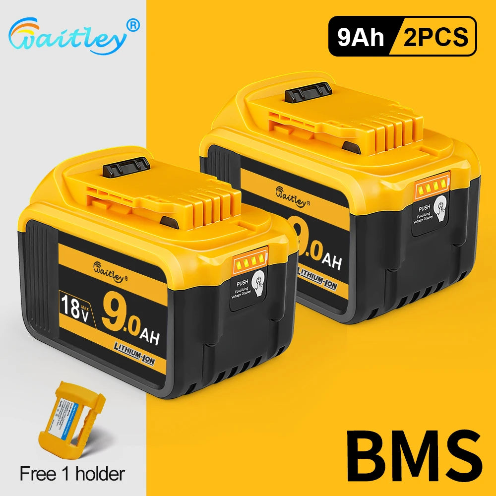 Batterie Waitley 18V Dewalt Liion Autonomie Prolongée BMS Compatibilité 18V 20V 2 batteries 9Ah Pologne