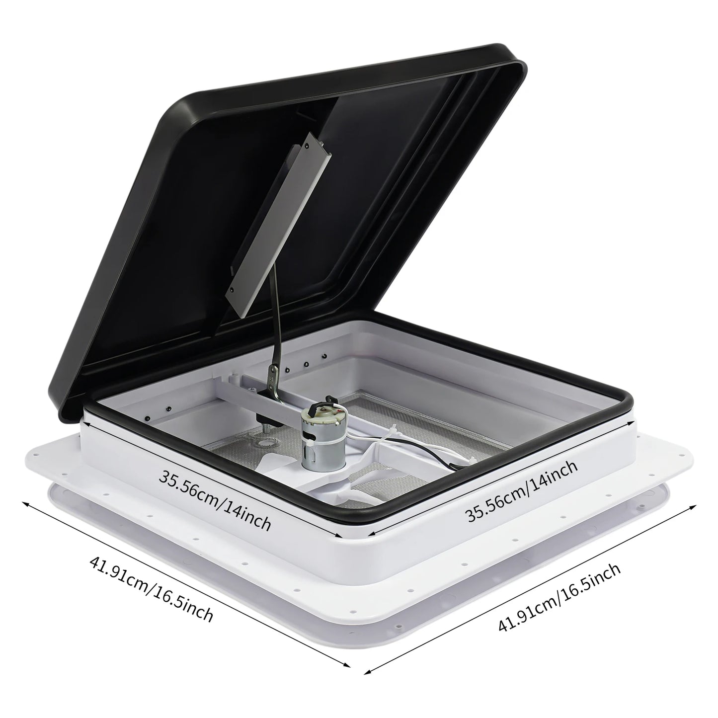 Ventilateur De Toit RV Avec Lucarne 420x420 Mm Camping-car Blanc et Noir France