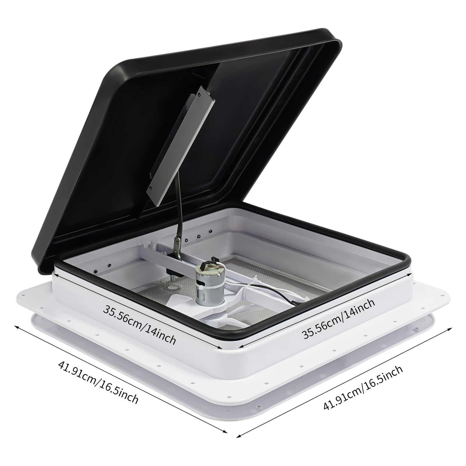 Ventilateur De Toit RV Avec Lucarne 420x420 Mm Camping-car Blanc et Noir France