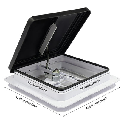 Ventilateur De Toit RV Avec Lucarne 420x420 Mm Camping-car Blanc et Noir France