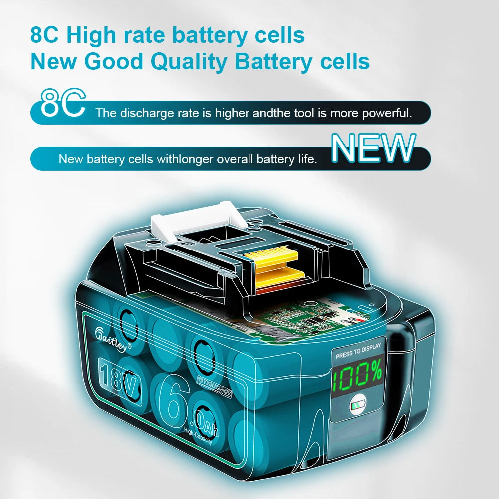 Batterie Waitley 18V Pour Makita Capacité 5/6/9Ah Remplacement Rechargeable