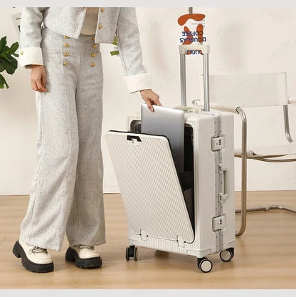 Valise Cabine Ouverture Frontale Roulante Grande Capacité USB Porte Gobelets