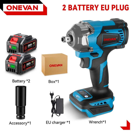 ONEVAN Clé À Chocs Brushless Couple 1200 Nm Emmanchement 1 2 Pour Makita 18V Belgique 2 Batteries chargeur EU