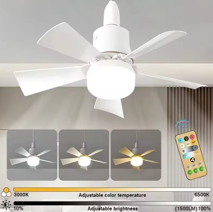 Ventilateur De Plafond À Trois Vitesses Avec Lumière Télécommande Compact