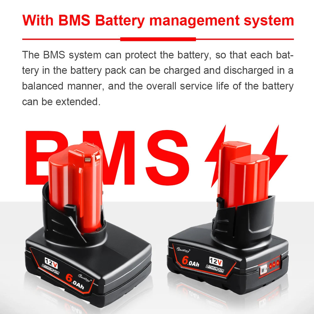 Batterie Li-Ion M12 Milwaukee 6Ah et 9Ah 12V Pour Outils M12 Autonomie Prolongée