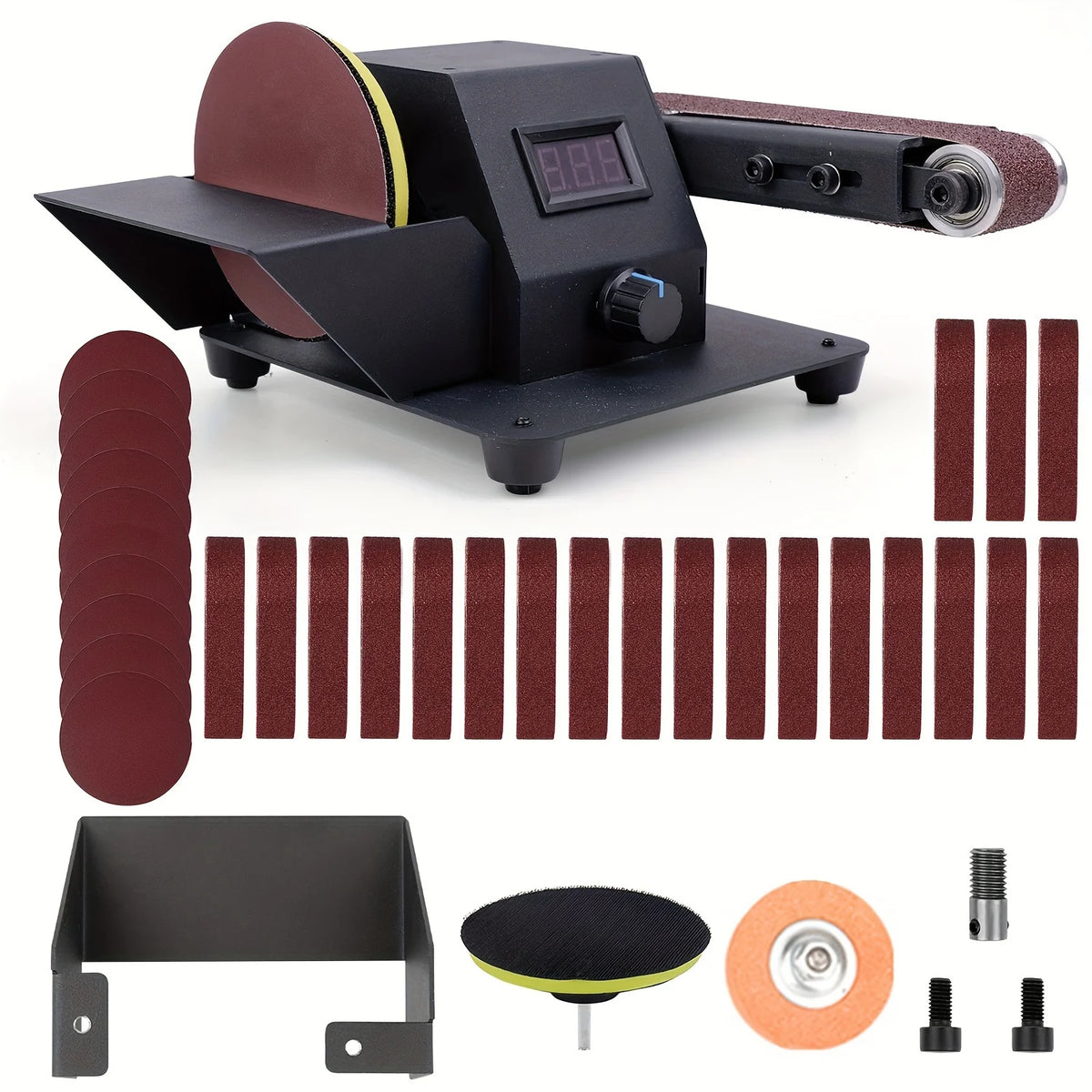 Ponceuse à bande et disque 350 W – kit 20 abrasifs