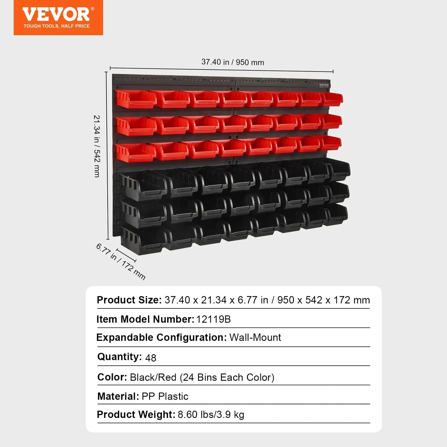 VEVOR Bacs De Rangement Muraux Pro 30 48 Optimisent L'Espace Panneaux Modulables 48pcs France