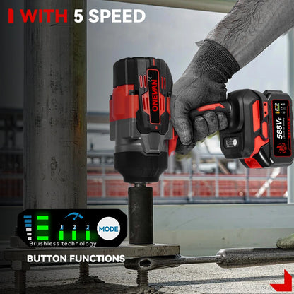 ONEVAN Clé À Chocs 1/2 Pouce 2800 Nm Brushless, Couple Fort, Makita 18V - Manuzen