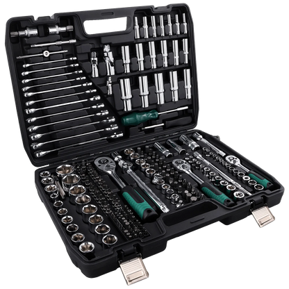 Coffret mécanique 216 pièces – cliquets 1/4″, 3/8″ et 1/2″