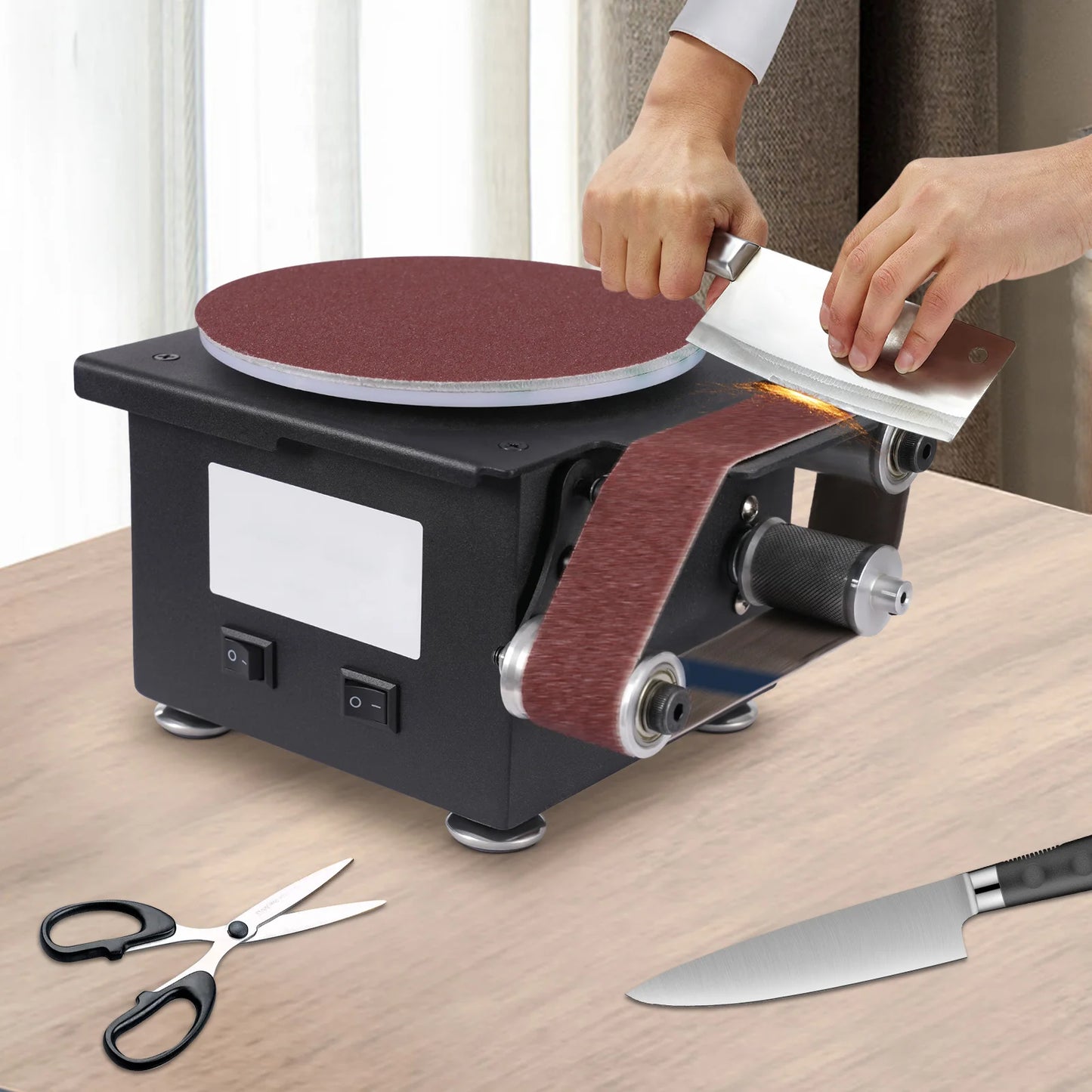 Mini ponceuse à bande 100 W – 7 vitesses, 10 bandes