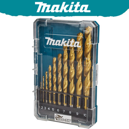 Makita D-72849 Ensemble Forets HSS TiN 10 Pièces Économique Pour Perceuses D-72849