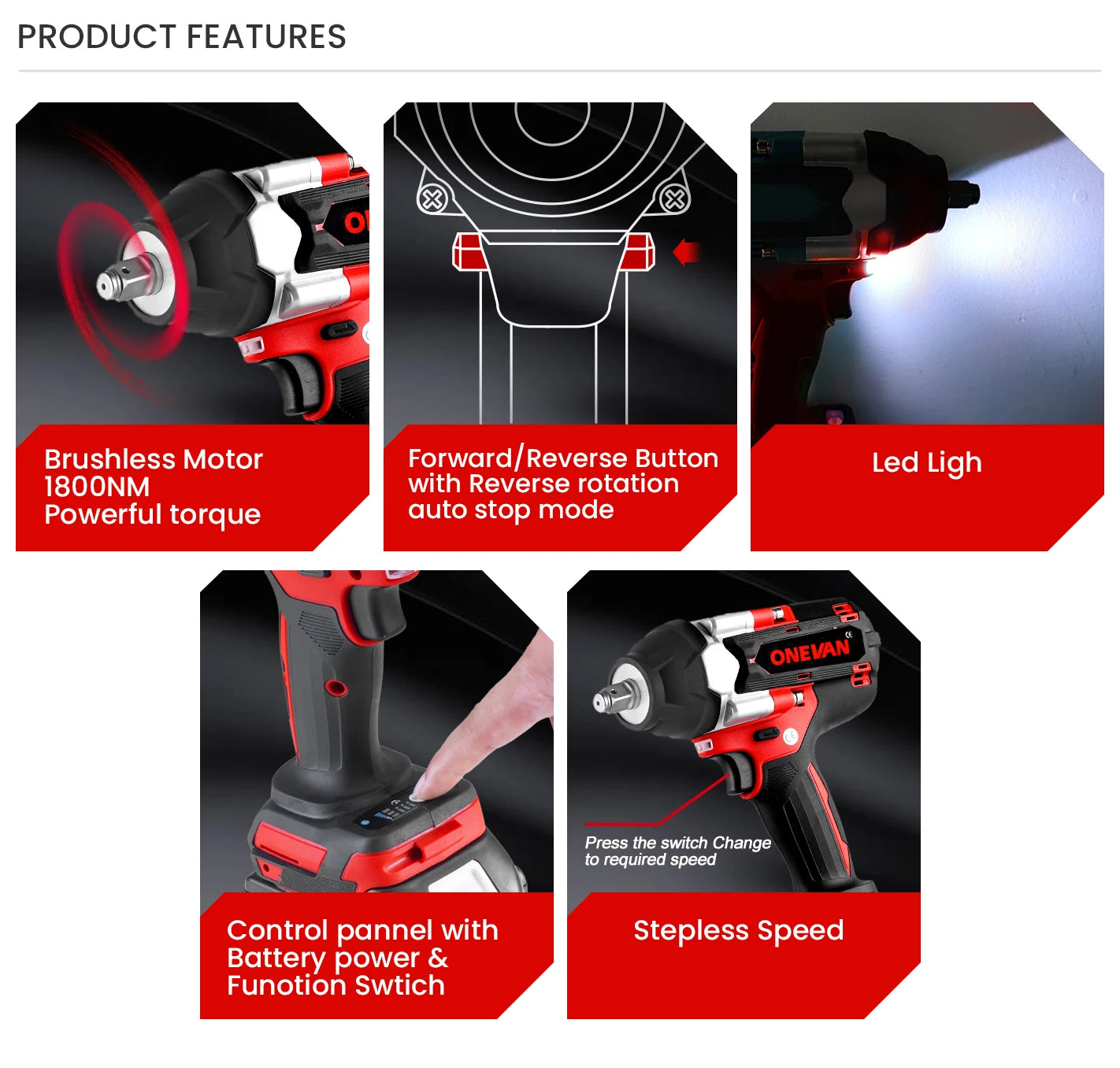 Onevan Clé À Chocs Brushless Couple 1800 Nm 3 Vitesses 1 2 Makita 18V 1500 w 1800 nm 18v 2 3 vitesses 7700 ipm _Hi_chtgptapp_optimised_this_description-generator _Hi_chtgptapp_optimised_this_seo-meta-description _Hi_chtgptapp_optimised_this_seo-meta-title _Hi_chtgptapp_optimised_this_tags-generator _Hi_chtgptapp_optimised_this_title-generator batterie incluse boulons carré 1 clé à chocs compatible makita 18v couple élevé dévissage m12 m16 moteur brushless sans fil serrage