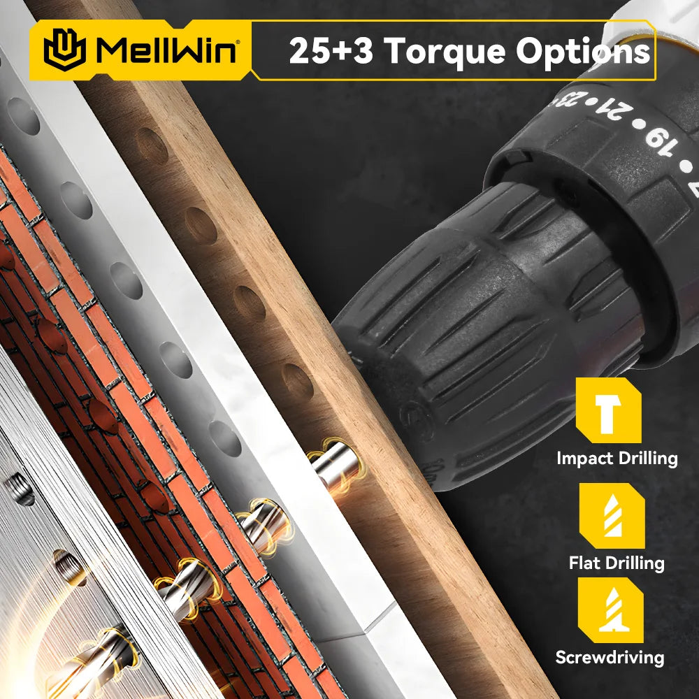 MELLWIN Perceuse À Percussion Sans Fil Couple Élevé Compatible Makita 18V