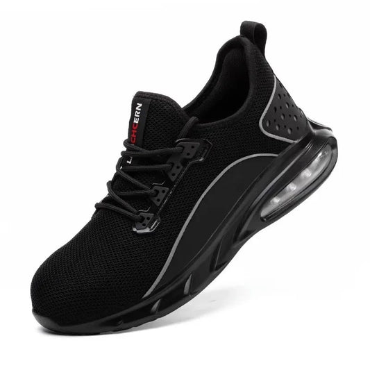 Chaussures De Sécurité Confort Amorti Air Embout Acier Semelle PU Antidérapante BLACK Stock Central