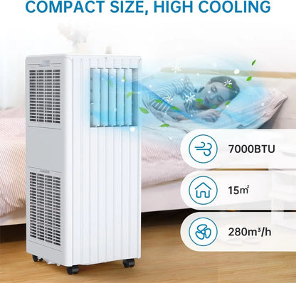 Climatiseur Portable 7000 BTU 3 En 1 Déshumidification Télécommande