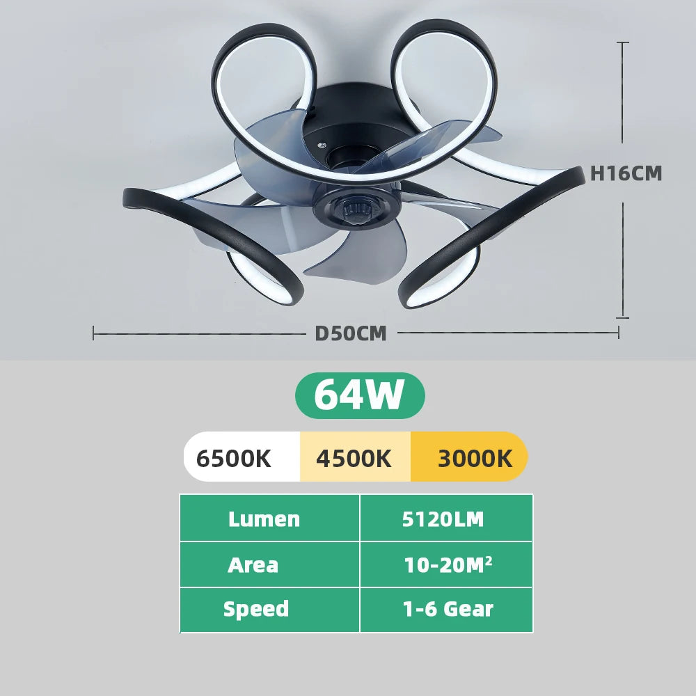 Lustre Intelligent Avec Ventilateur De Plafond Et Télécommande Noir Pologne