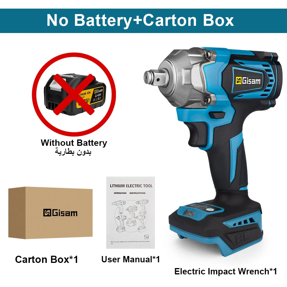 GISAM Clé À Chocs Sans Balais 1200 Nm Couple Élevé Carré 1 2 Compatible Makita 18 V Sans Batterie & Sans chargeur Allemagne