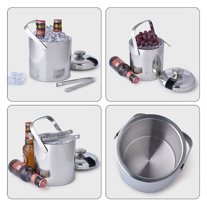 Seau À Glace Isolé Double Paroi 1,3 L Avec Pinces Et Couvercle