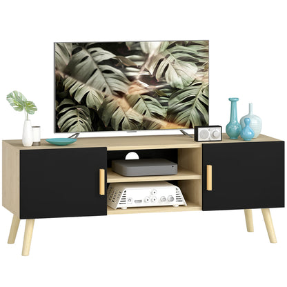 Meuble TV 110 cm – 2 placards, niches et passe-câbles