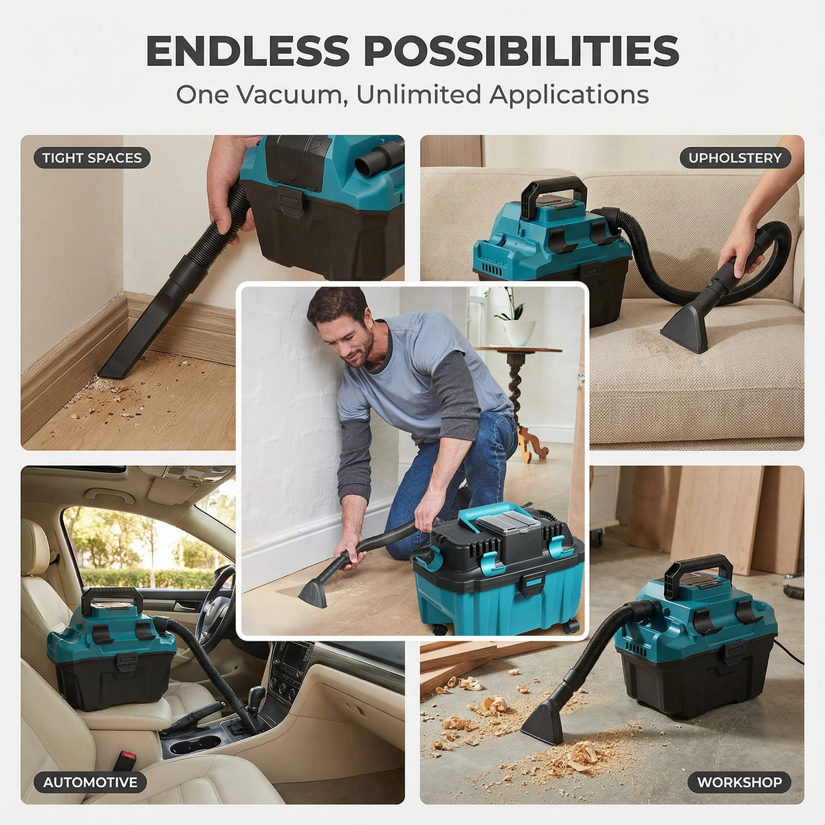 Aspirateur eau et poussière sans fil 18 V – format cuve