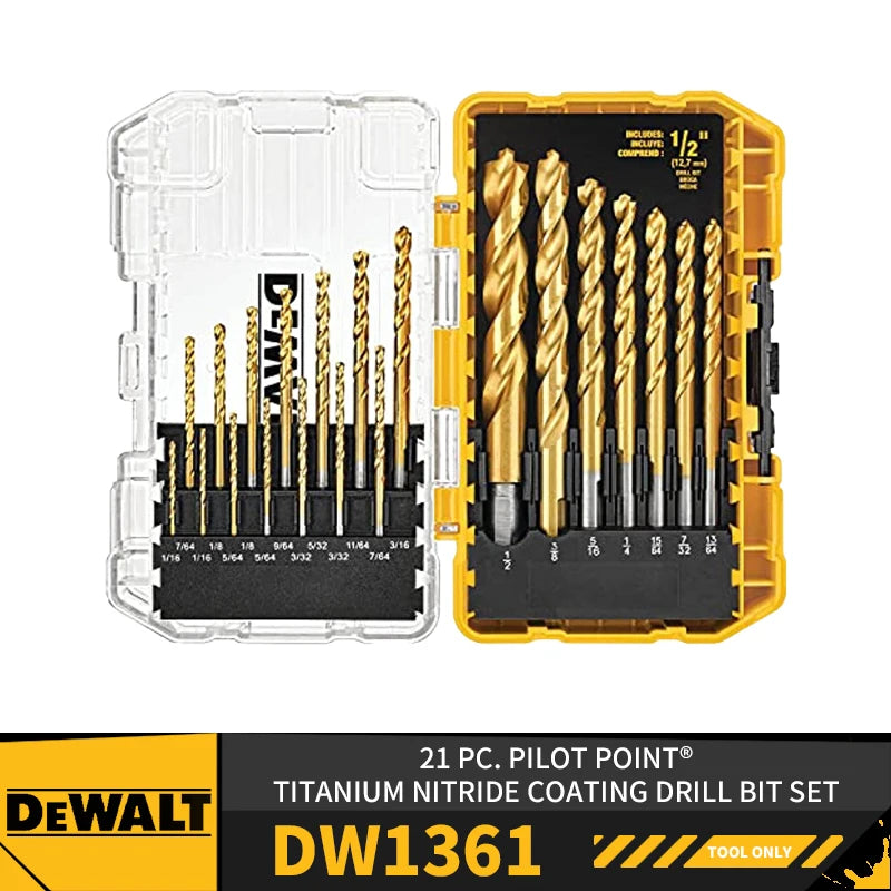Jeu De Forets Dewalt DW1361 21 Pièces Revêtement Titane Pour Outils Électriques