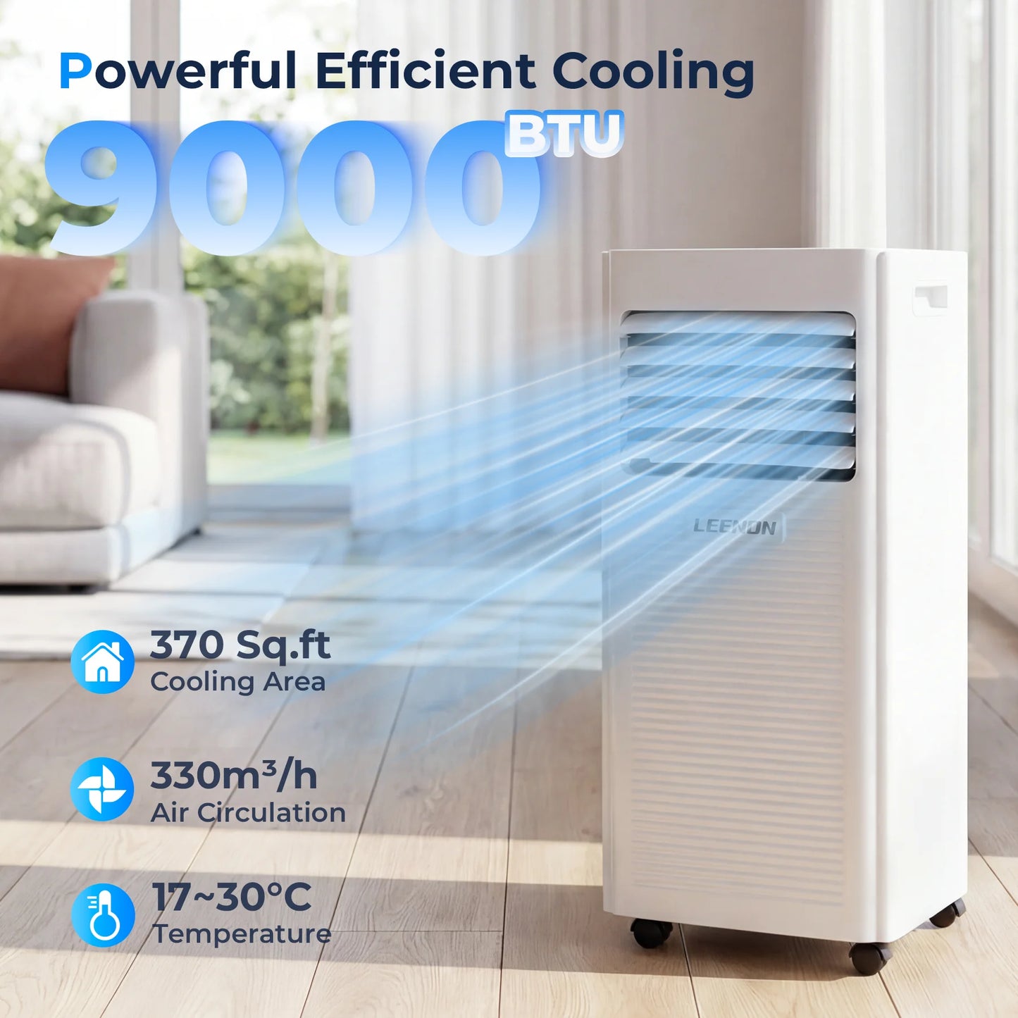 Climatiseur Mobile 14000 BTU Refroidissement Déshumidification Pièces 100 m3