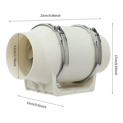 Ventilateur De Conduit 100 Mm 220 V Blanc Pour Salle De Bain